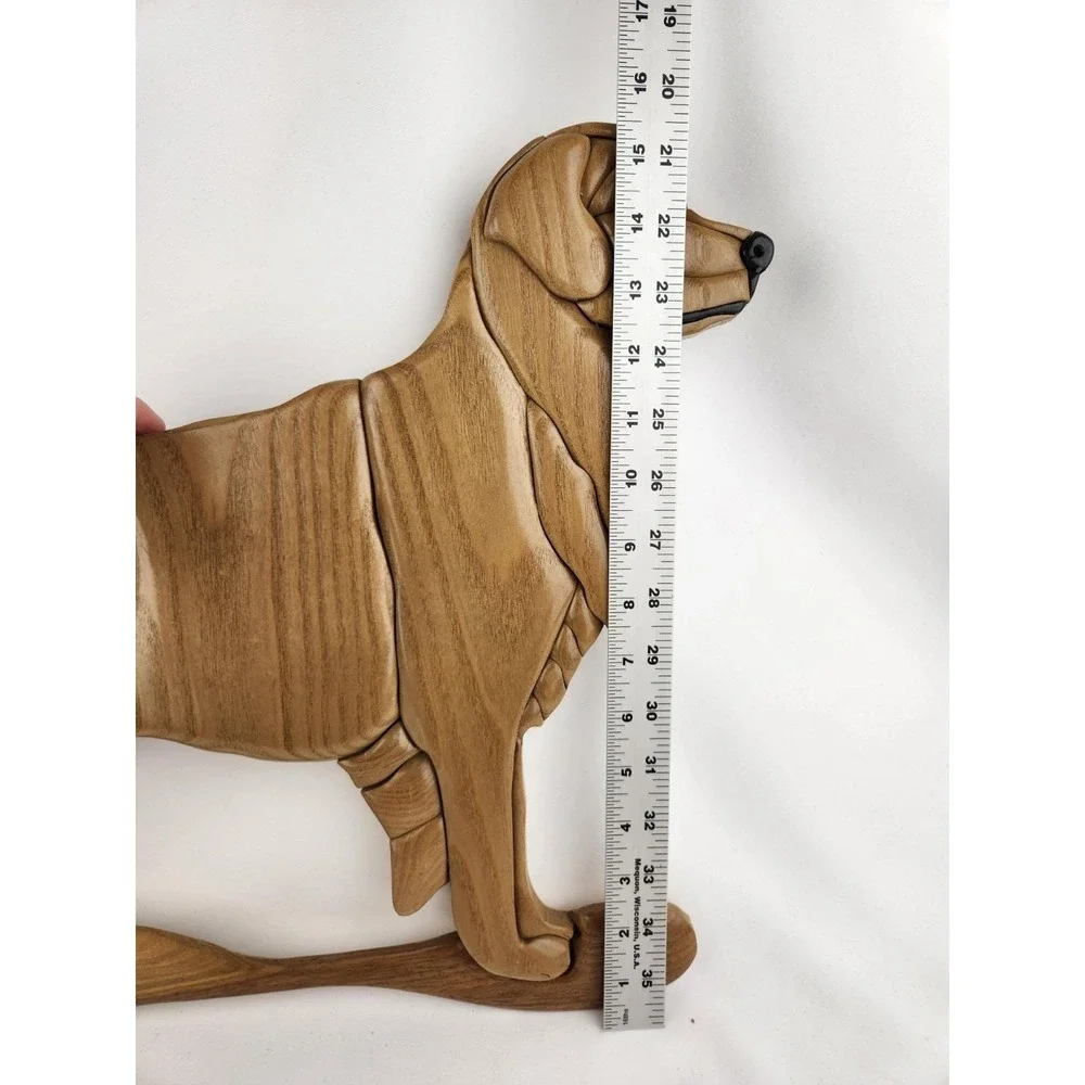 Large Wood Hand Crafted Intarsia Golden Retriever Handmade Wall Art‎ Artisan Dog